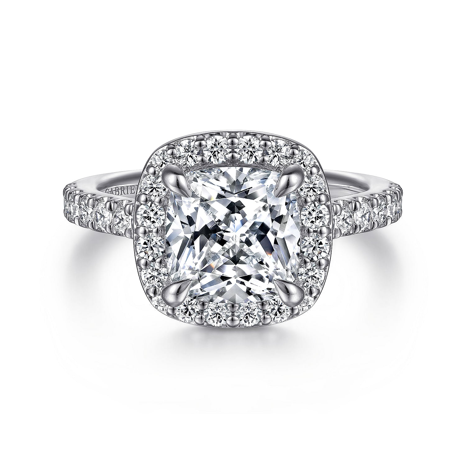 Gabriel & Co 8X8 Engagement Ring 14K White Gold Contemporary