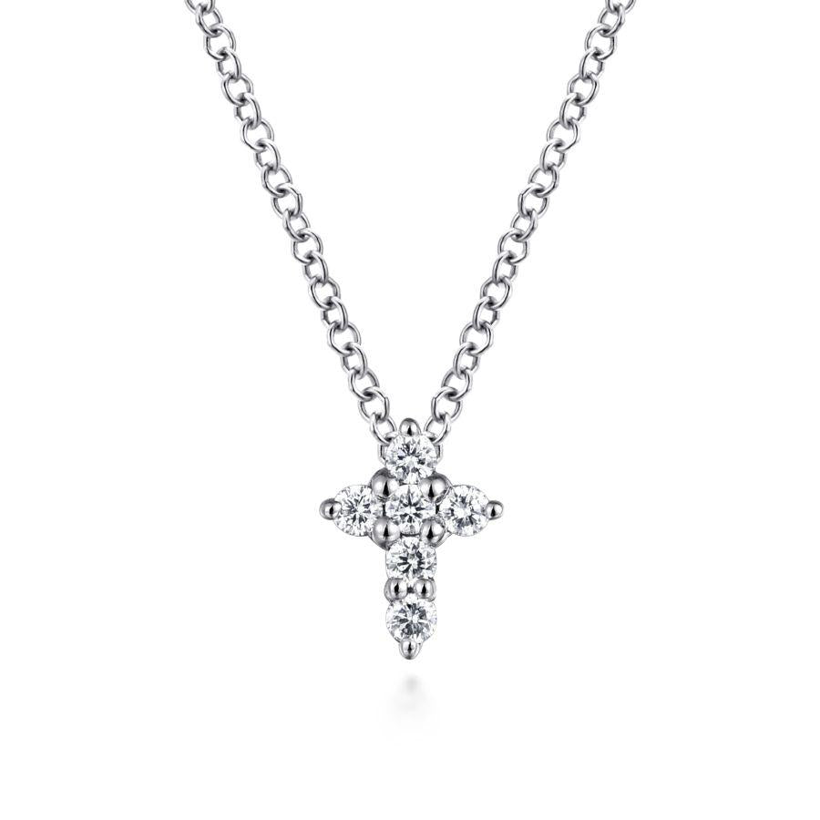 Gabriel & Co. - NK1370W45JJ - 14K White Gold Diamond Cross