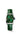 Longines watch stainless steel case, green dial, painted Roman numerals, pink hands and a green alligator strap