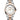 Longines 34mm stainless steel watch, white mother-of-pearls dial, diamond indexes, pink hands, date