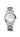 Longines 34mm round stainless steel watch, white mother-of-pearl dial, diamond indexes, silver hands, date