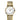 Longines 29 mm round watch yellow PVD coating, white dial, painted Roman numerals and black hands