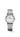 Longines stainless steel watch, white mother-of-pearl dial, diamond indexes, black hands, bezel of case set with 44 diamonds