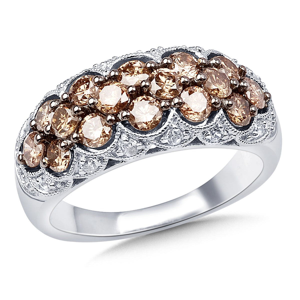 ●ONE BRILLIANT● YanaOB520Crystal Brown 5009360837 Brown Round Cut Diamond Ring 1.50cttw – Hannoush Jewelers