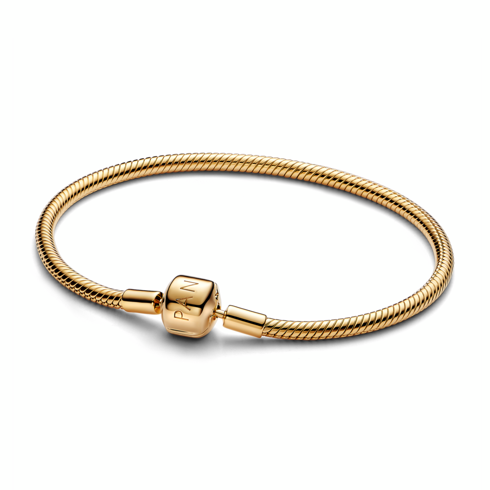 PANDORA フラワーモチーフ バングル　ブレスレット　ゴールド　19cm Barrel Clasp Snake Chain Bracelet 563390C00 – Hannoush Jewelers