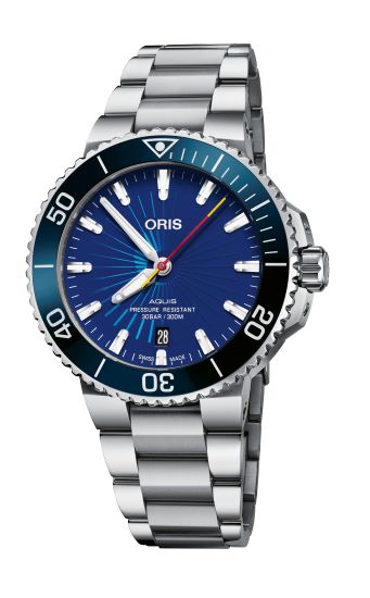 Oris Aquis Sun Wu Kong Limited Edition men's stainless steel dive watch with blue dial