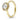 Gold solitaire engagement ring with round center stone and halo of small clear stones