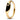 Gold ring with black enamel, star detail, and small diamond accent