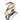 Two-tone gold and silver open band ring with interlocking design and Pandora engraving