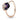 Rose gold ring with purple enamel flower and sparkling stones cluster