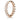 Rose gold eternity band with round bezel-set clear gemstones