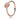 Rose gold halo diamond ring with pavé setting and round center stone on white background