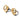 Pair of gold heart-shaped hoop earrings with open design on white background