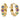 Gold hoop earrings with multicolored gemstones in blue, green, and purple settings.