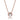 Rose gold necklace with round halo cubic zirconia pendant on a white background