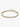 Gold tennis bracelet with round white stones on a white background