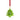 Green Christmas tree ornament with gold trim and colorful gemstone accents on red ribbon