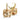 Gold earrings with large square-cut champagne gemstones and small round diamonds on hooks
