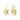 Gold drop earrings with square-cut clear gemstones in geometric settings, fashion jewelry