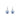 Silver drop earrings with round blue gemstones and small clear crystals on white background