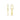 Gold dangle hoop earrings with three round bezel-set clear gemstones on white background