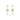 Gold heart and arrow drop earrings with pavé diamonds on white background
