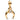 Gold crescent moon pendant charm with round clear gemstone in center, polished finish
