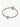 Gold bracelet with round clasp and letter charm on white background