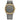 Citizen Eco-Drive men's watch with gold-tone bezel, grey dial, and leather strap