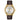 Men's Citizen gold-tone Eco-Drive watch with brown leather strap and silver dial