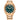 Rose gold Citizen Eco-Drive men's watch with green dial and date display