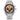 Citizen Eco-Drive men's titanium chronograph watch with gold textured dial and silver band