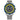 Citizen Eco-Drive men's stainless steel chronograph watch with blue and yellow bezel