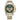 Men's two-tone chronograph watch with green dial, gold and silver stainless steel bracelet