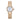 Women's gold-tone Citizen Eco-Drive watch with diamond bezel and mother-of-pearl dial