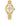 Gold-tone Citizen Eco-Drive watch with Roman numeral markers and white dial