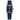 Rectangular blue dial watch with silver case and blue textured leather strap
