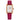 Rectangular rose gold Citizen Eco-Drive women's watch with white dial and textured red leather strap