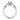 White gold engagement ring with five round diamonds in prong settings, side profile view