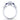 White gold ring with round center diamond and blue gemstone side accents, side view