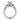 White gold engagement ring with center diamond and blue sapphire side stones