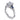 Platinum engagement ring with princess cut diamond and blue sapphire side stones