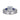 White gold bridal ring set with round center diamond, blue sapphire side stones, and pavé diamonds