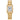 Gold-tone Citizen Eco-Drive rectangular women's watch with white dial and blue hands