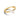 Gold ring with two white pearls and a small round diamond on a white background