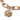 Gold chain bracelet with round diamond-accented pendant on white background