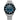 Men's automatic titanium diver watch with blue dial, date display, and silver metal bracelet