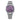 Stainless steel men's watch with purple dial, date display, and silver hour markers