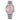 Citizen stainless steel watch with pink dial, date window, and silver bracelet