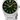 Stainless steel Seiko men's watch with green dial, gold markers, and date display